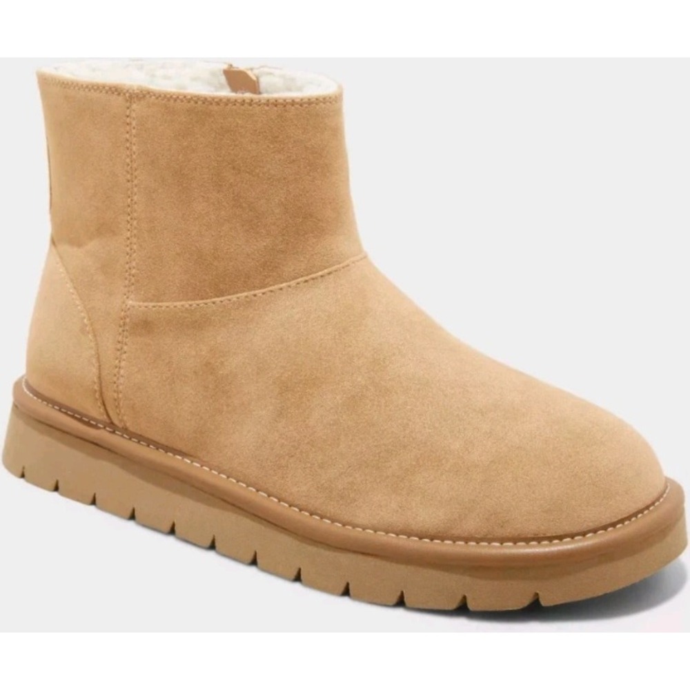 Universal Thread Tan Suede Sherpa Lined Zip Ankle‎ Boots Women Size 7 NEW